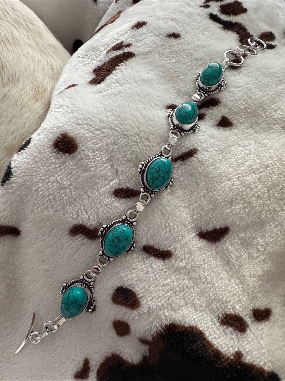 Turquoise Stone Silver 925 Link Bracelet
